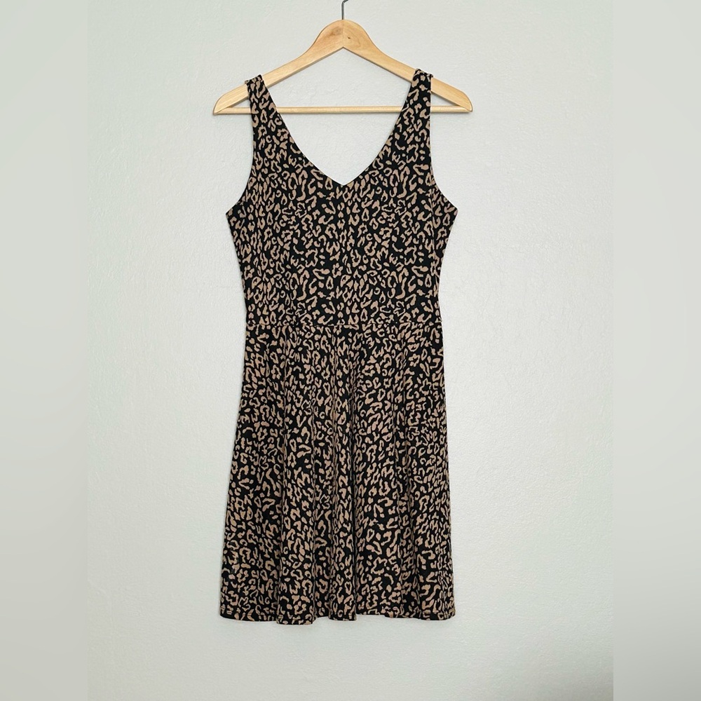 Dee Elle Nordstrom Leopard Fit and Flare Skater Skirt Dress